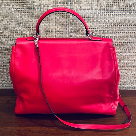 🌟10xHP🌟VTG 2000 NWOT Laurent Effel Red Kid Leather Satchel & Dog Collar Italy - Picture 13 of 15